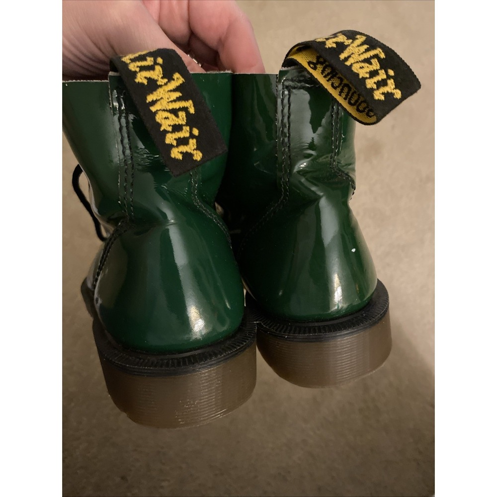 VINTAGE 1990'S SHINY GREEN DR. MARTENS AIRWAIR BOUNCING SOLES SIZE 4 - Picture 11 of 16